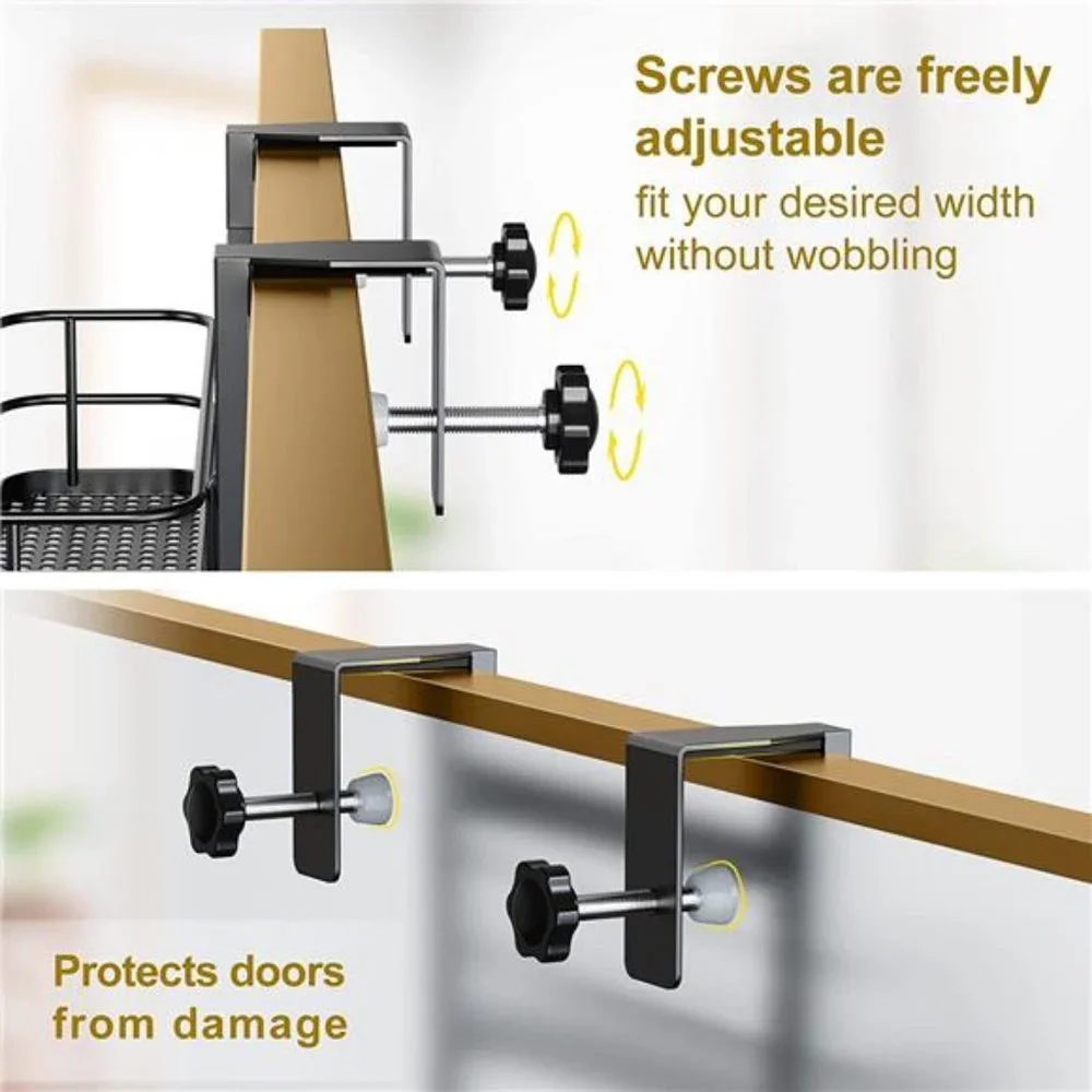 5 Tier Over the Shower Door Caddy, Adjustable Rustproof Shower Organizer, Black